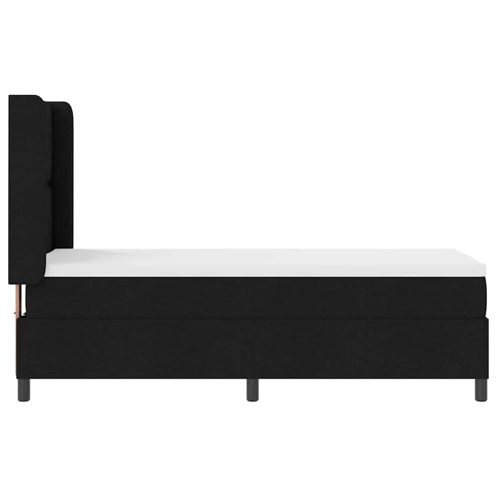 Lit à ressort LED avec tête de lit Noir 90 x 190 cm tissu
