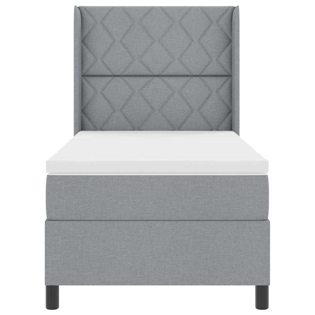 Lit à ressort LED avec matelas Gris clair 100 x 200 cm tissu - XIOS