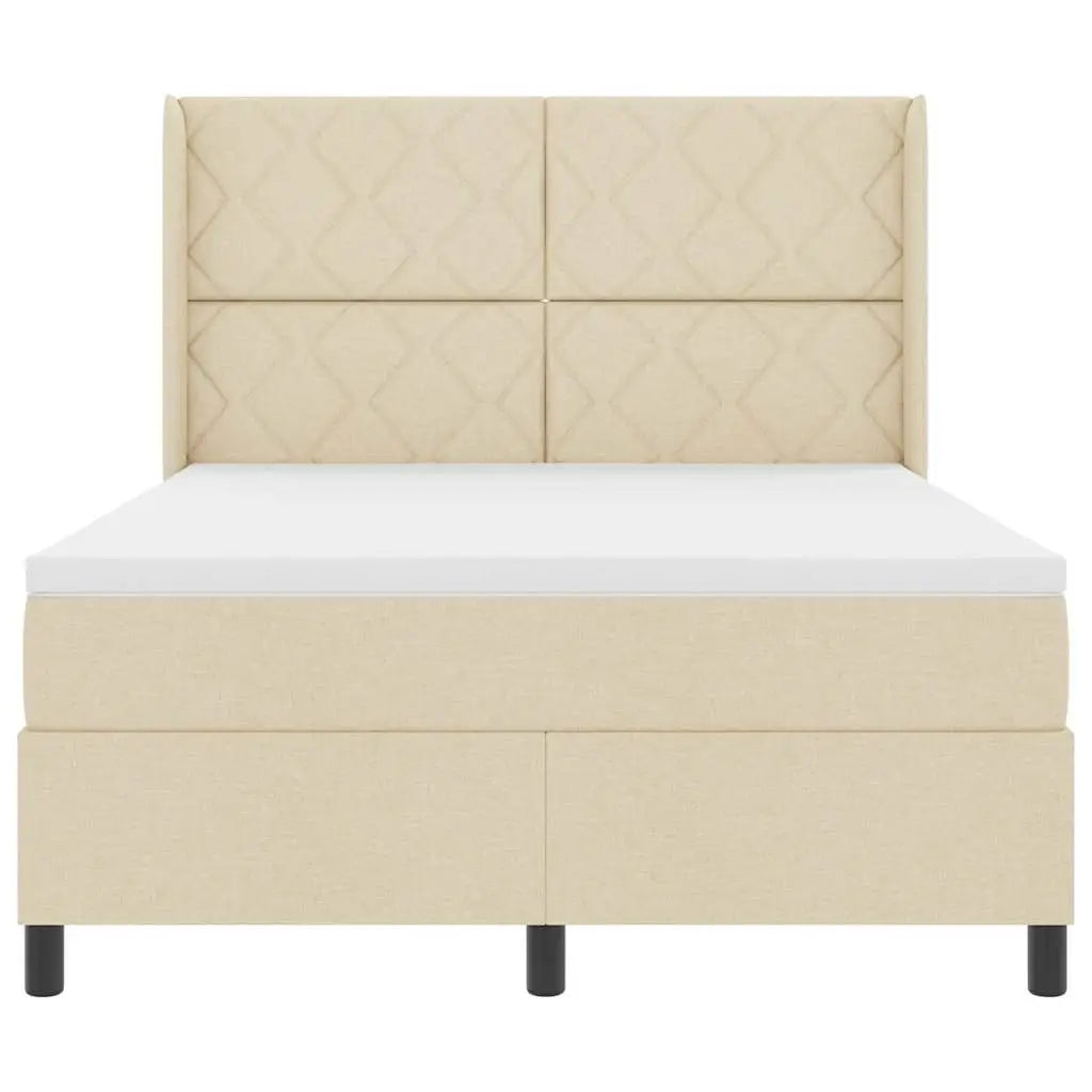 Lit à ressort LED avec tête de lit Crème 140 x 190 cm tissu - XIOS