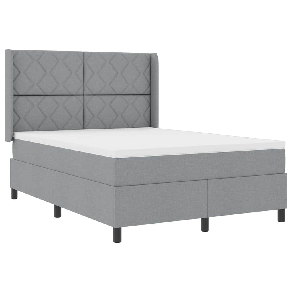 Lit à ressorts avec matelas Gris clair 140 x 200 cm tissu - XIOS