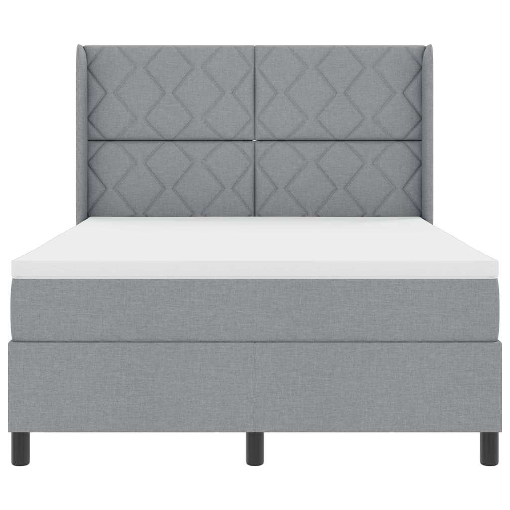 Lit à ressorts avec matelas Gris clair 140 x 200 cm tissu - XIOS