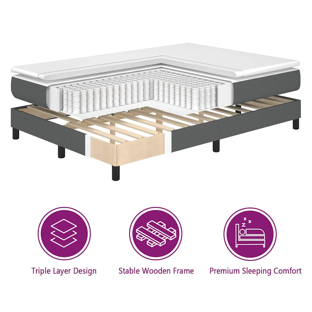 Lit à ressorts avec matelas Gris foncé 140 x 200 cm tissu - XIOS