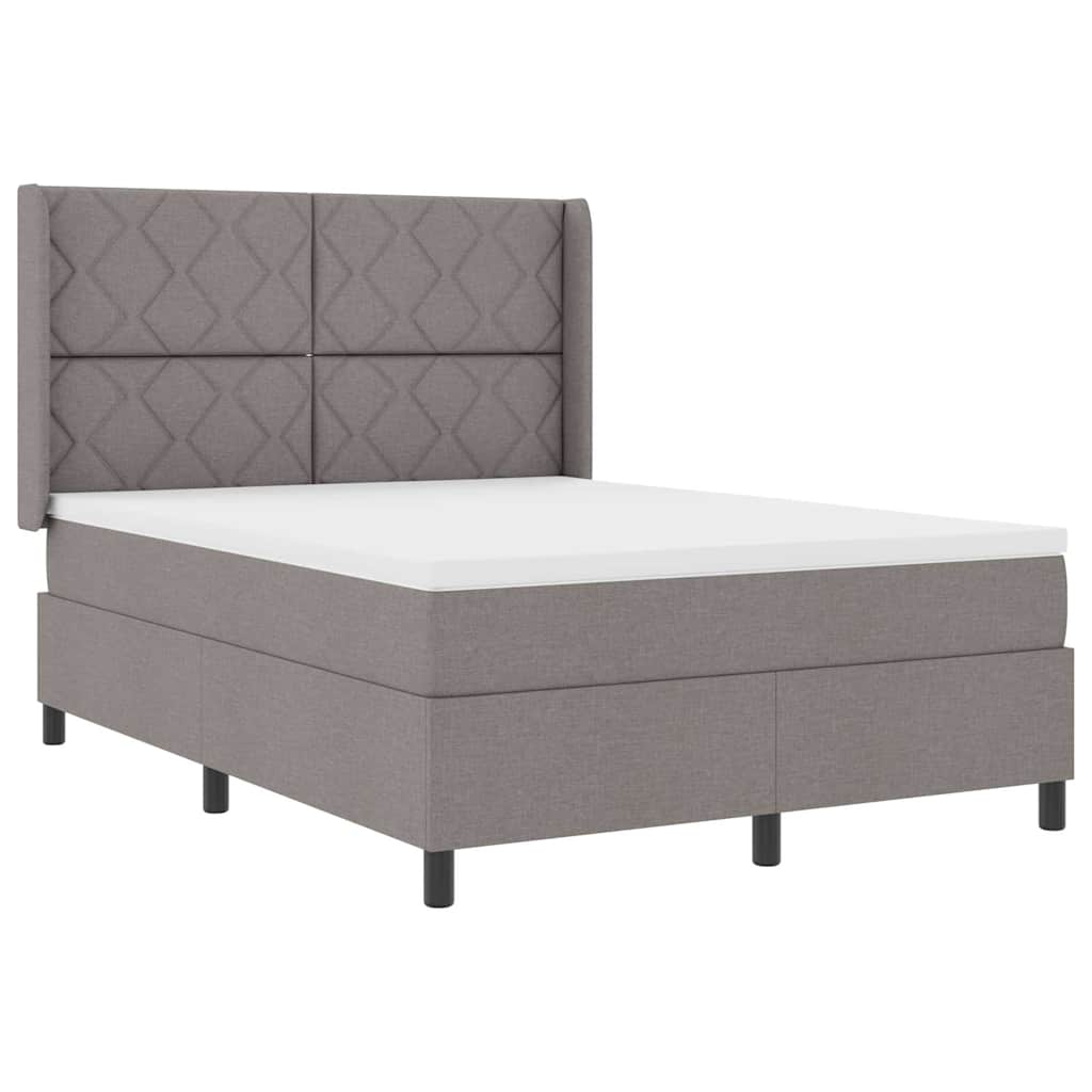 Lit à ressorts avec matelas Taupe 140 x 200 cm tissu - XIOS