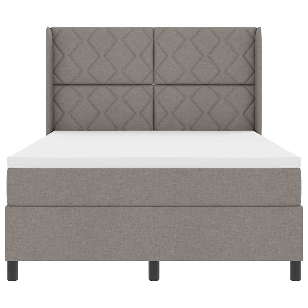 Lit à ressorts avec matelas Taupe 140 x 200 cm tissu - XIOS