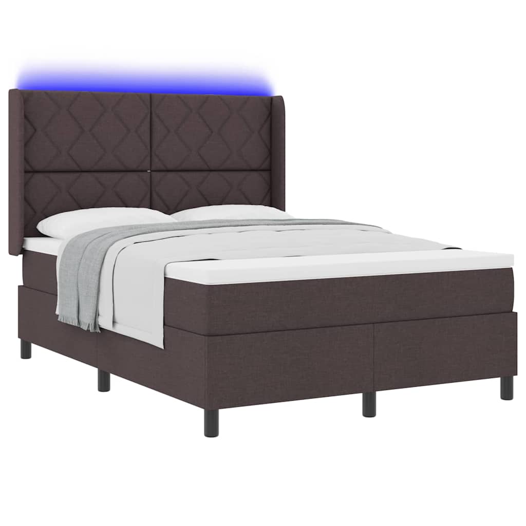 Lit à ressorts avec matelas Marron foncé 160 x 200 cm tissu - XIOS