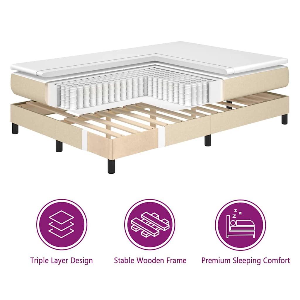 Lit à ressort LED avec matelas Crème 160 x 200 cm tissu - XIOS
