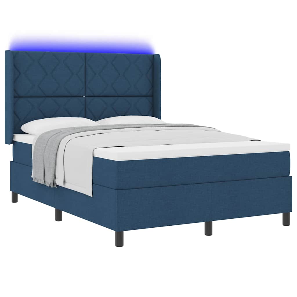 Lit à ressorts avec matelas Bleu 160 x 200 cm tissu - XIOS