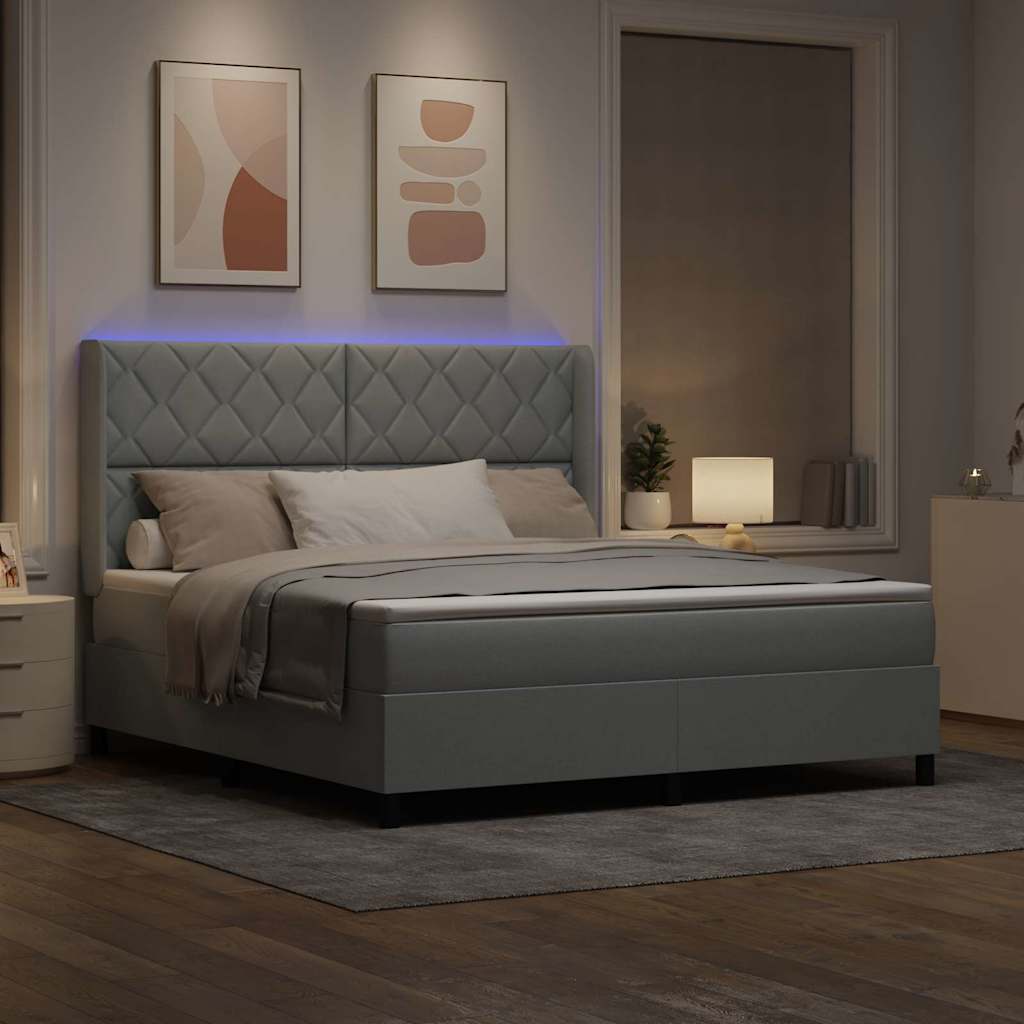 Lit à ressorts avec matelas Gris clair 180 x 200 cm tissu - XIOS