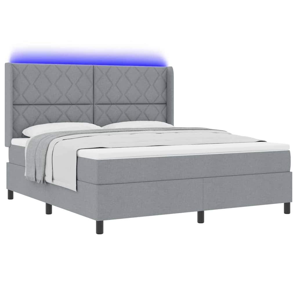 Lit à ressorts avec matelas Gris clair 180 x 200 cm tissu - XIOS