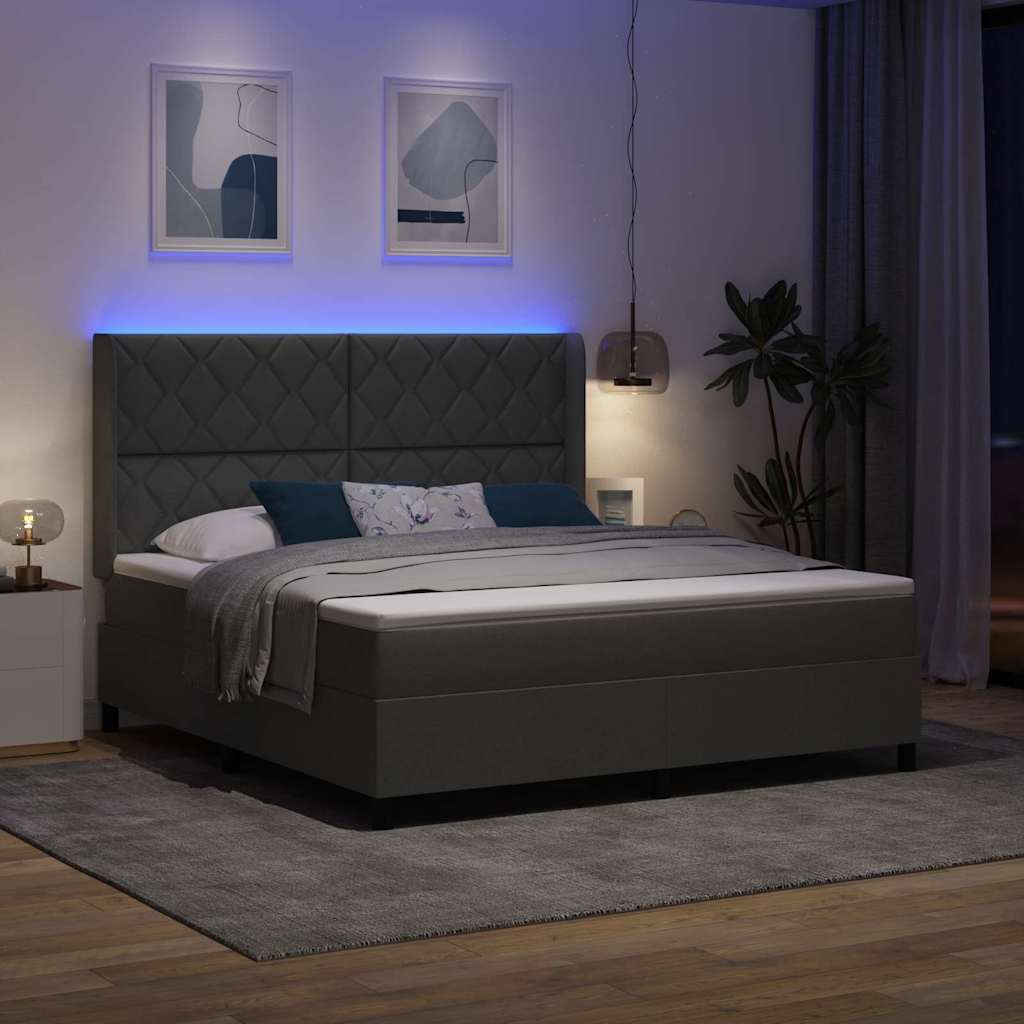 Lit à ressorts avec matelas Gris foncé 180 x 200 cm tissu - XIOS