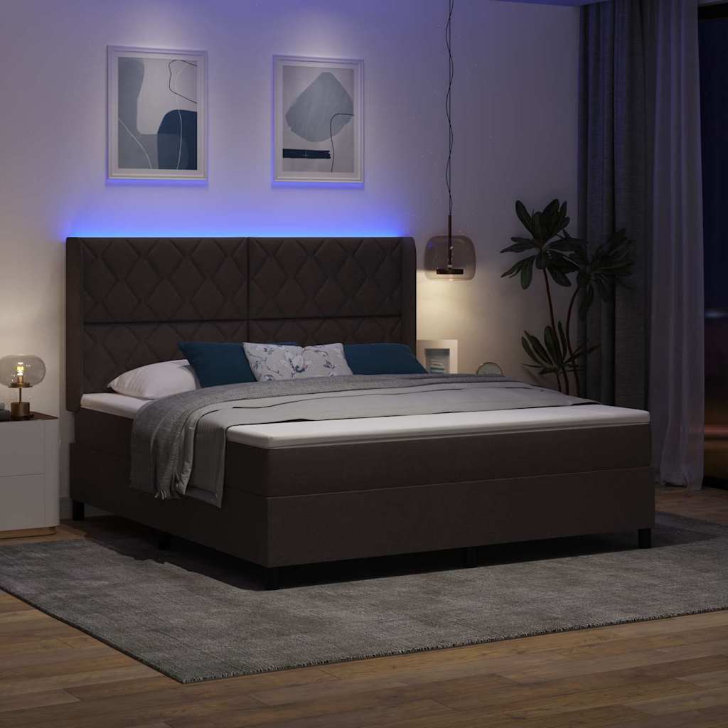 Lit à ressorts avec matelas Marron foncé 180 x 200 cm tissu - XIOS