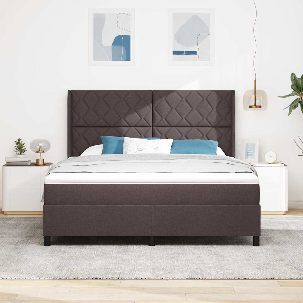 Lit à ressorts avec matelas Marron foncé 180 x 200 cm tissu - XIOS