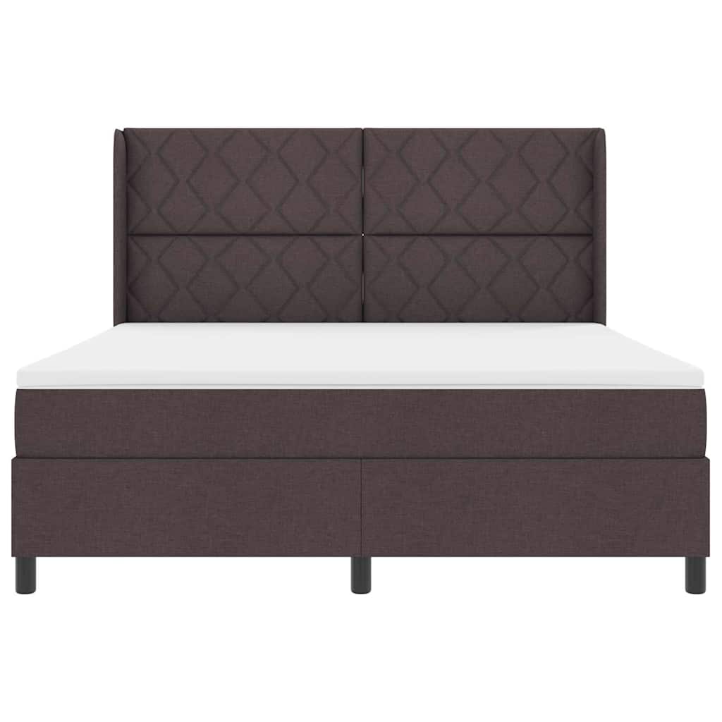 Lit à ressorts avec matelas Marron foncé 180 x 200 cm tissu - XIOS