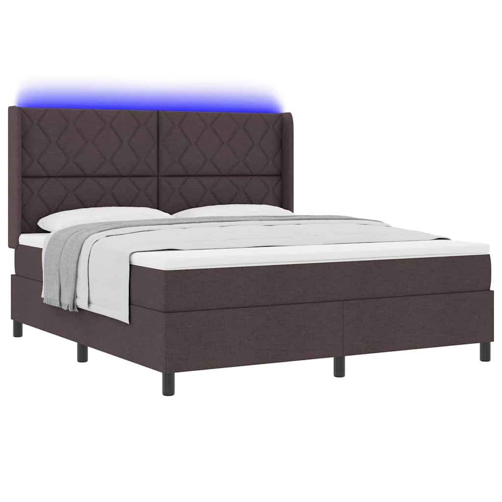 Lit à ressorts avec matelas Marron foncé 180 x 200 cm tissu - XIOS