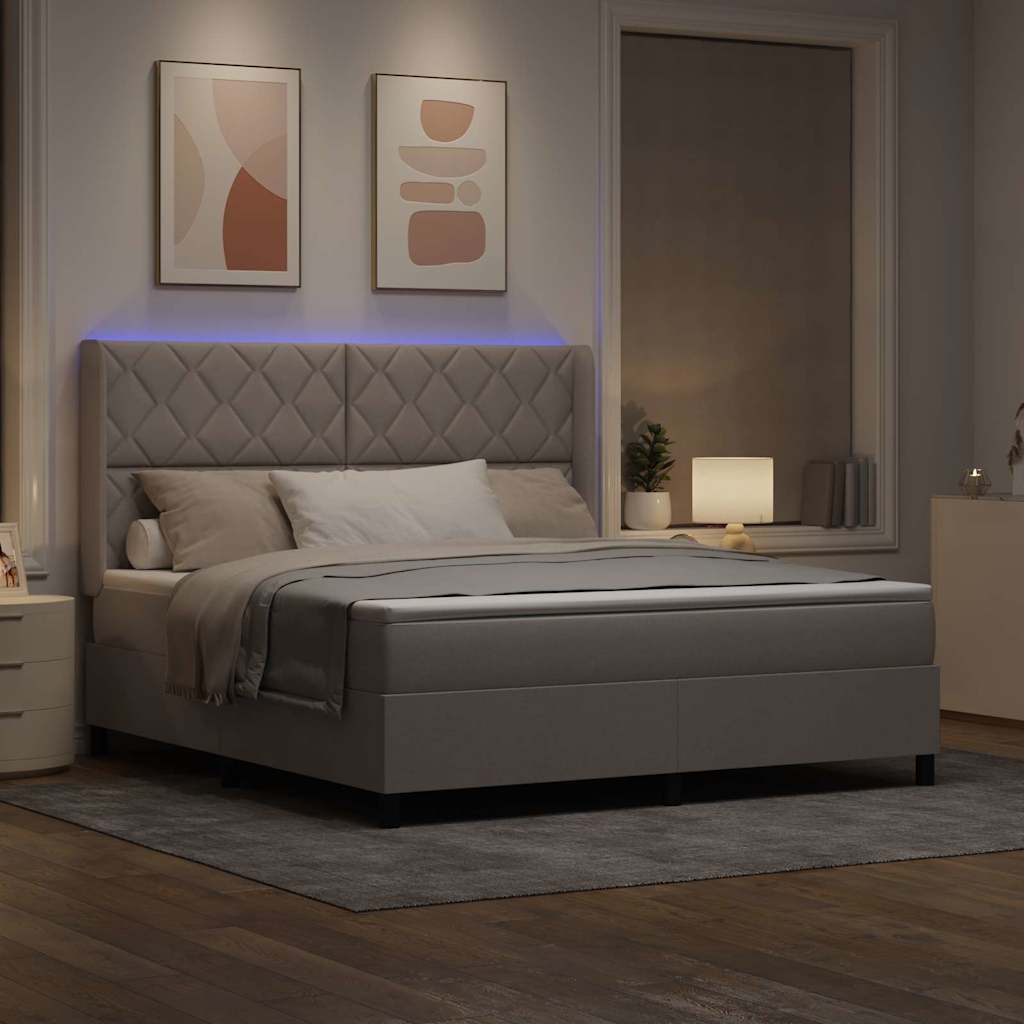 Lit à ressorts avec matelas Taupe 180 x 200 cm tissu - XIOS