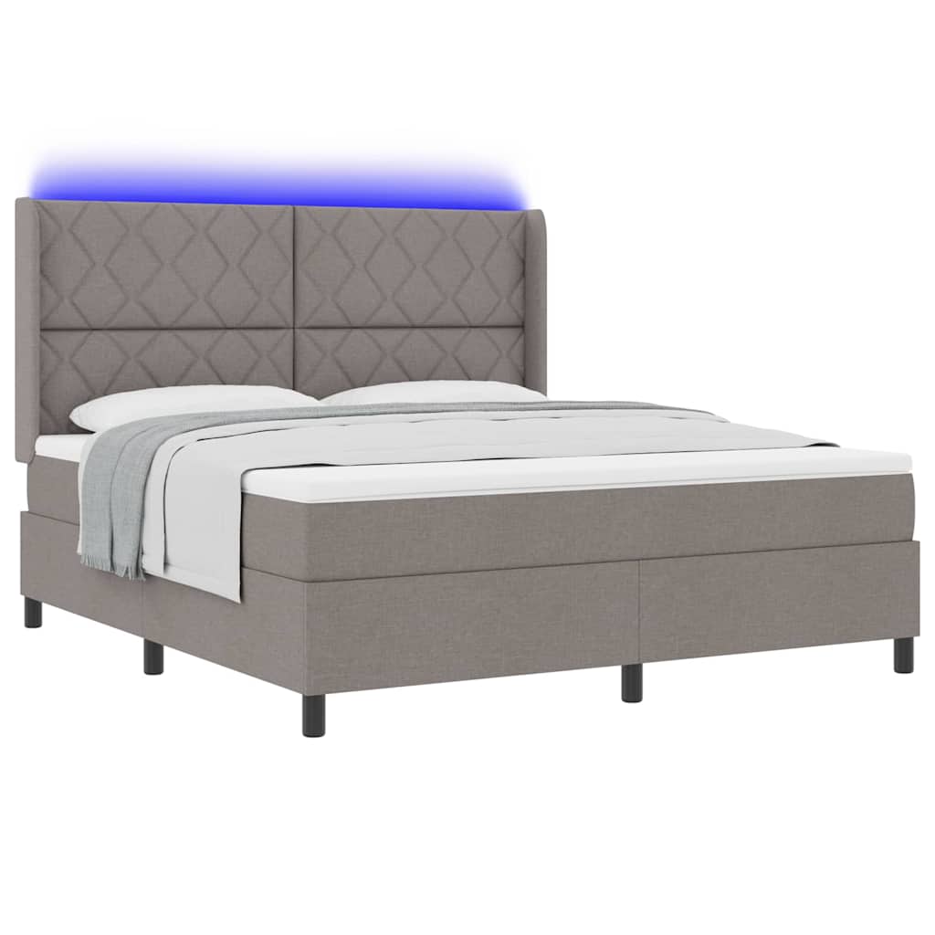 Lit à ressorts avec matelas Taupe 180 x 200 cm tissu - XIOS
