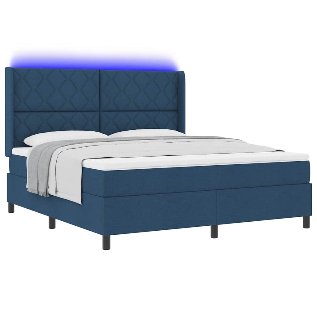 Lit à ressorts avec matelas Bleu 180 x 200 cm tissu - XIOS