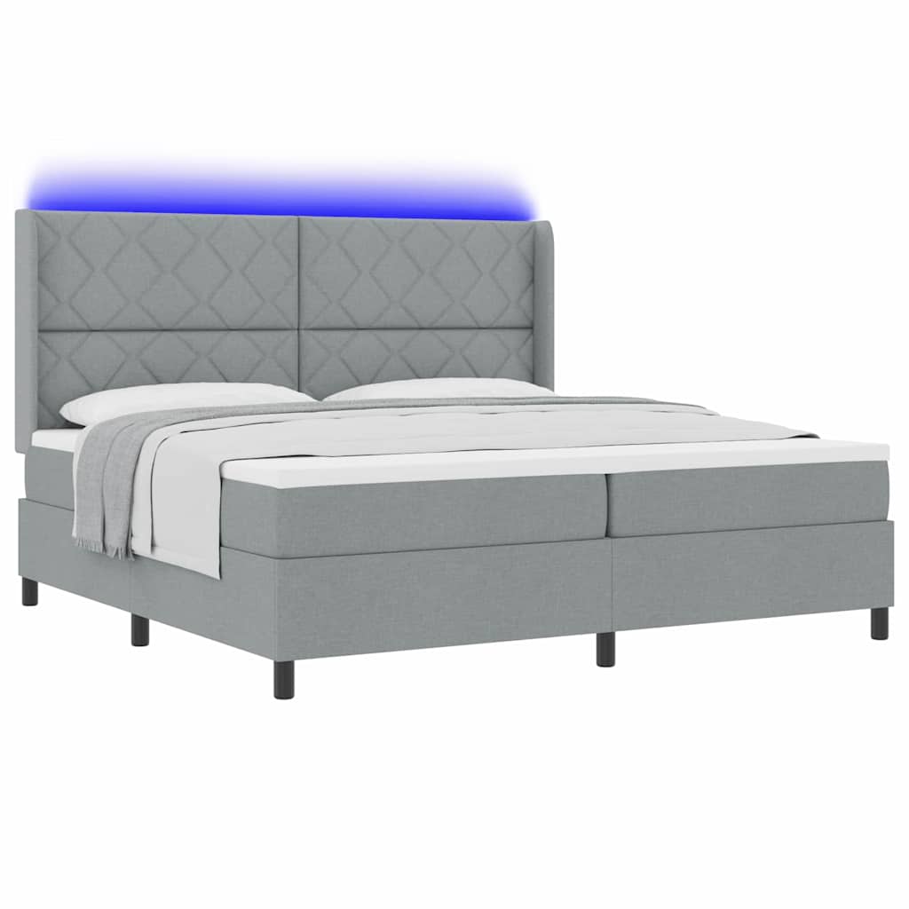 Lit à ressorts avec matelas Gris clair 200 x 200 cm tissu - XIOS