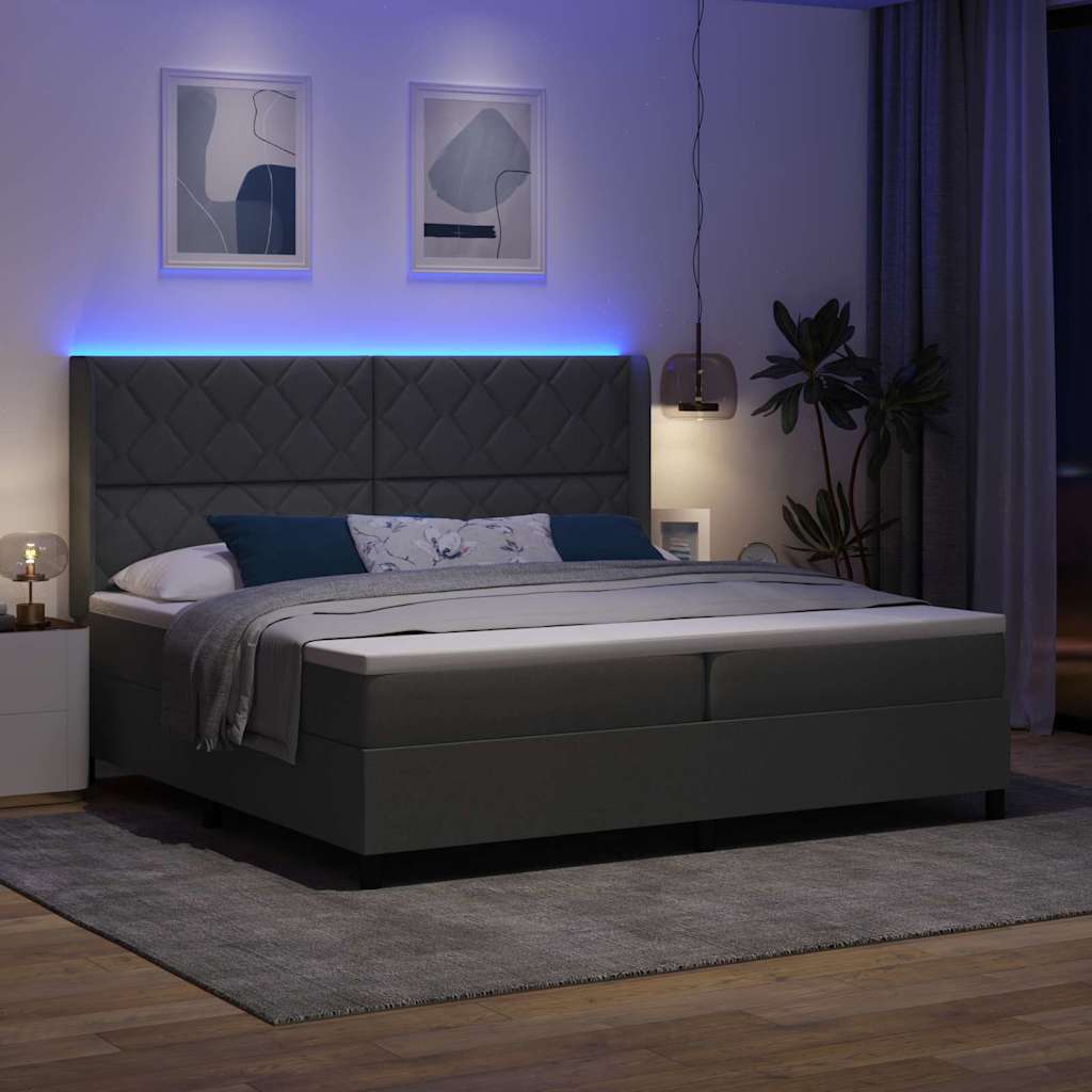 Lit à ressorts avec matelas Gris foncé 200 x 200 cm tissu - XIOS