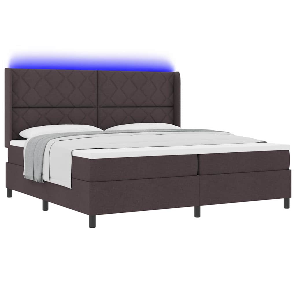 Lit à ressorts avec matelas Marron foncé 200 x 200 cm tissu - XIOS