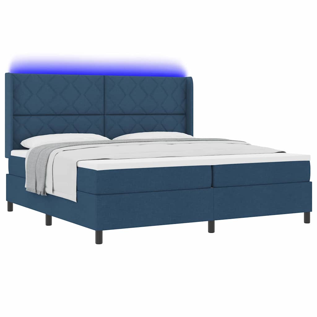 Lit à ressorts avec matelas Bleu 200 x 200 cm tissu - XIOS