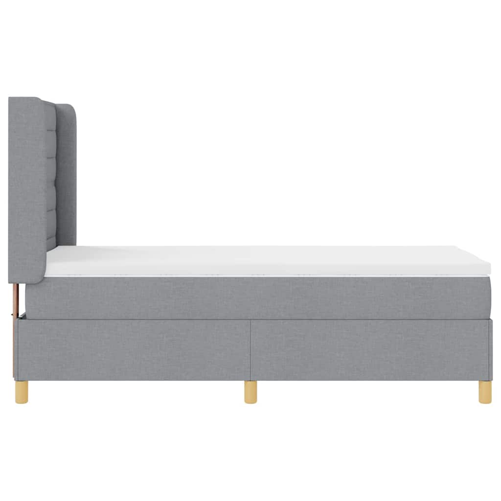 Lit à ressorts avec matelas Gris clair 100 x 200 cm tissu - XIOS