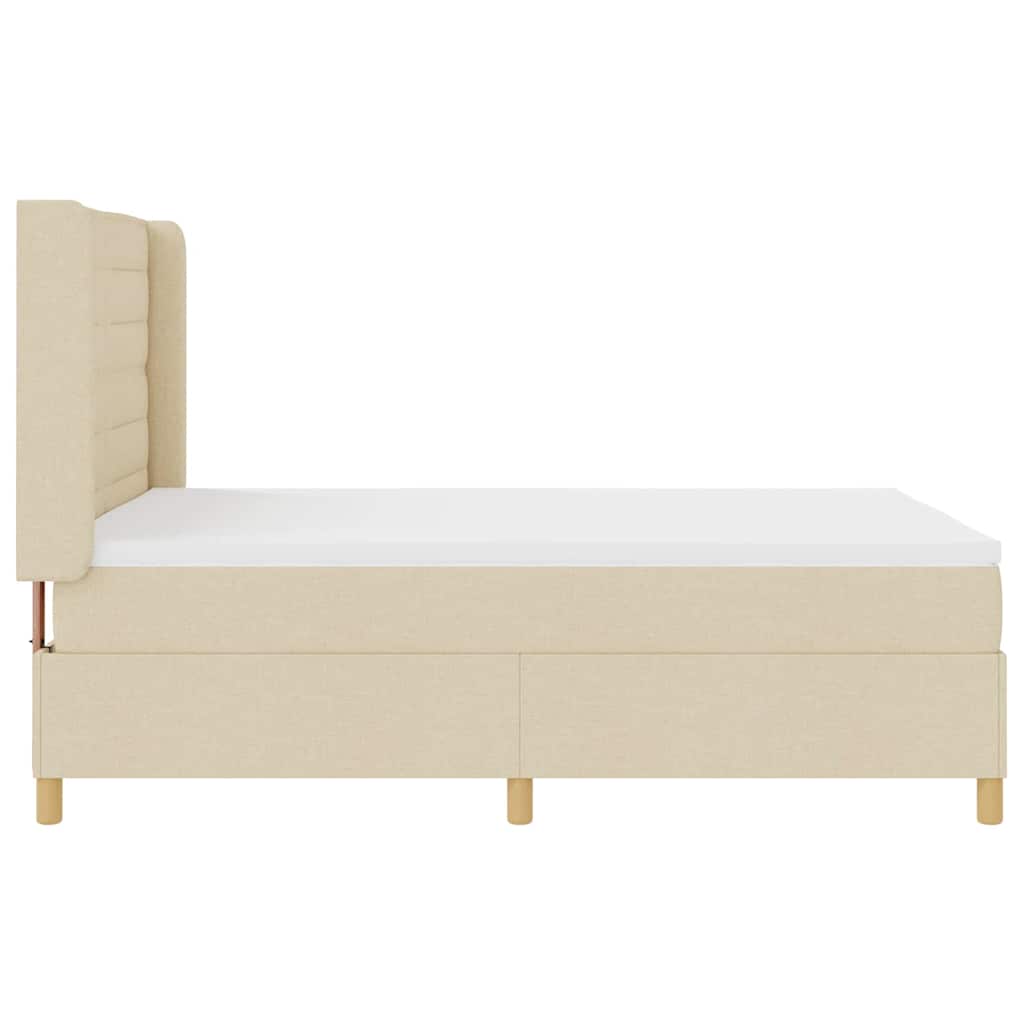 Lit à ressorts avec bandes LED Crème 140 x 190 cm tissu