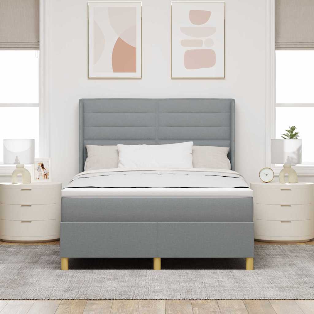 Lit à ressorts avec matelas Gris clair 140 x 200 cm tissu - XIOS