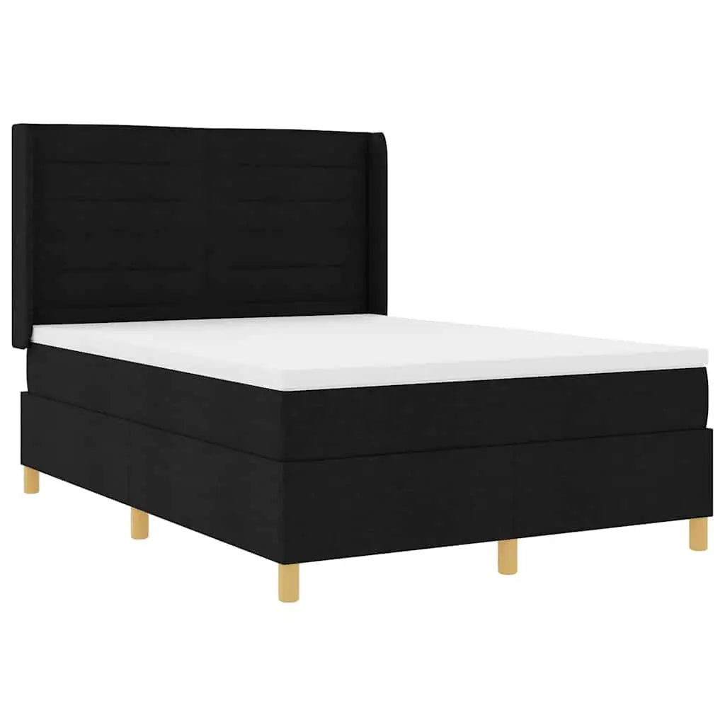Lit à ressorts avec bandes LED Noir 160 x 200 cm tissu - XIOS