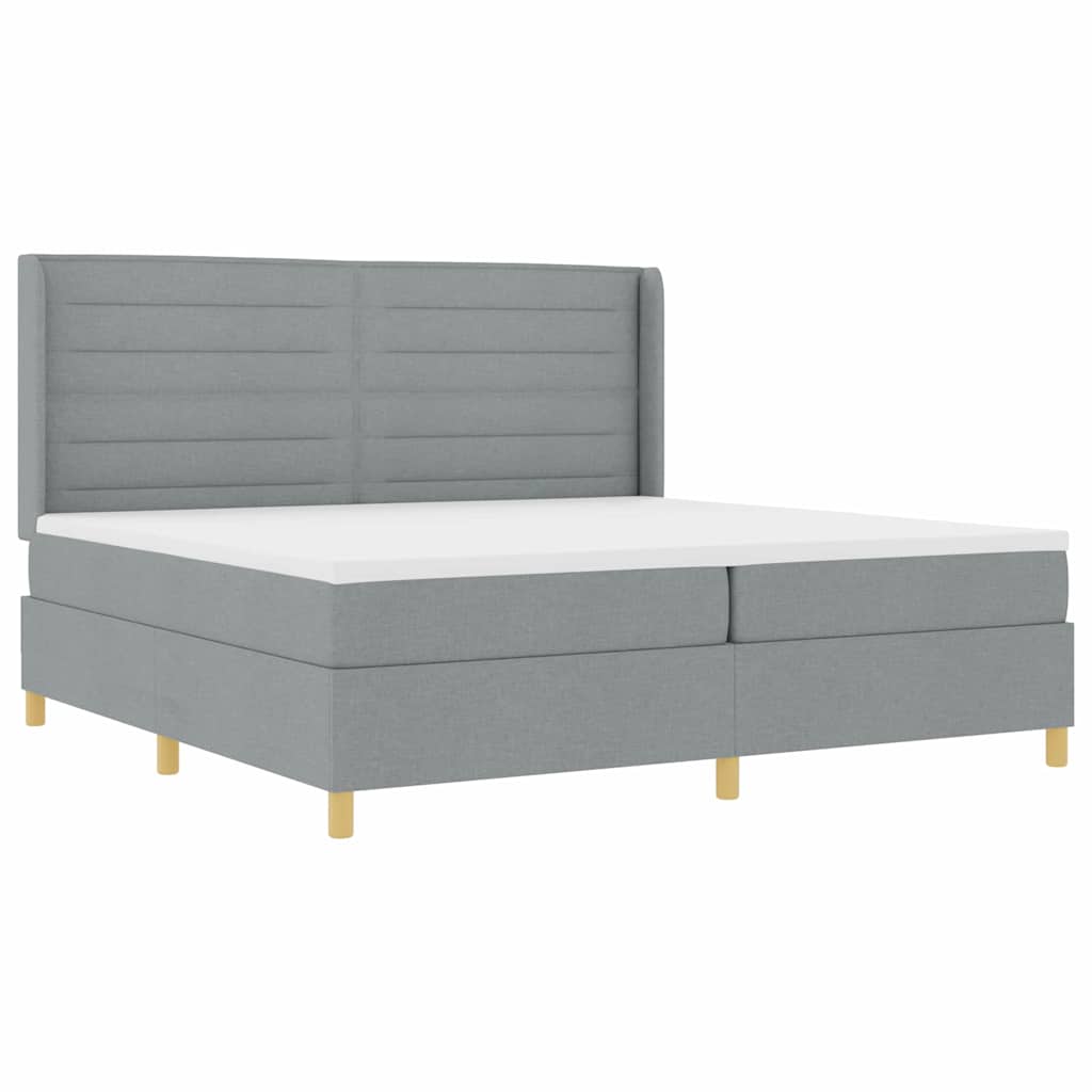 Lit à ressorts avec matelas Gris clair 140 x 200 cm tissu - XIOS