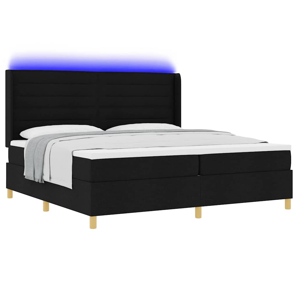 Lit à ressorts avec matelas Noir 200 x 200 cm tissu - XIOS