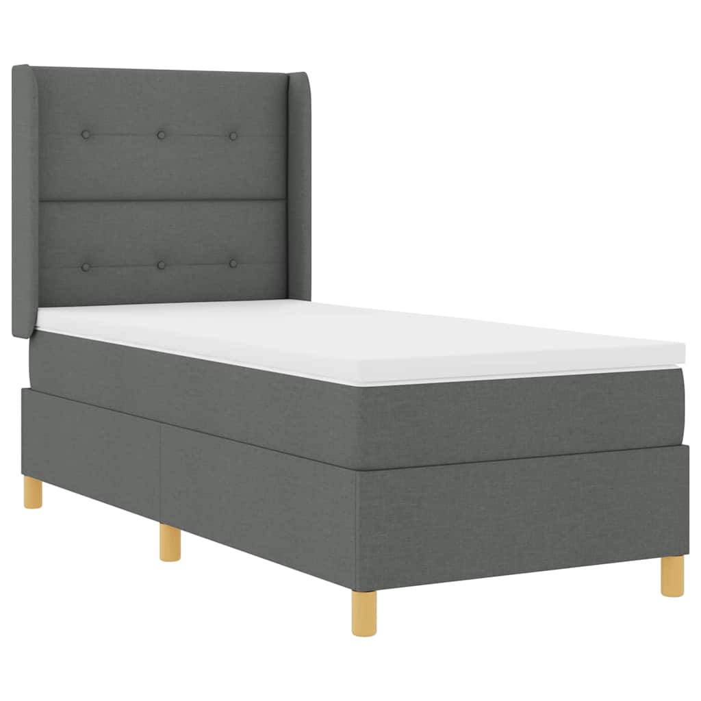 Lit à ressorts avec bandes LED Gris 90 x 190 cm tissu