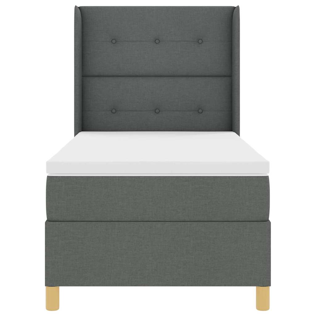 Lit à ressorts avec bandes LED Gris 90 x 190 cm tissu