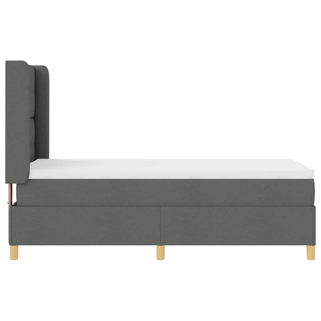Lit à ressorts avec bandes LED Gris 90 x 190 cm tissu