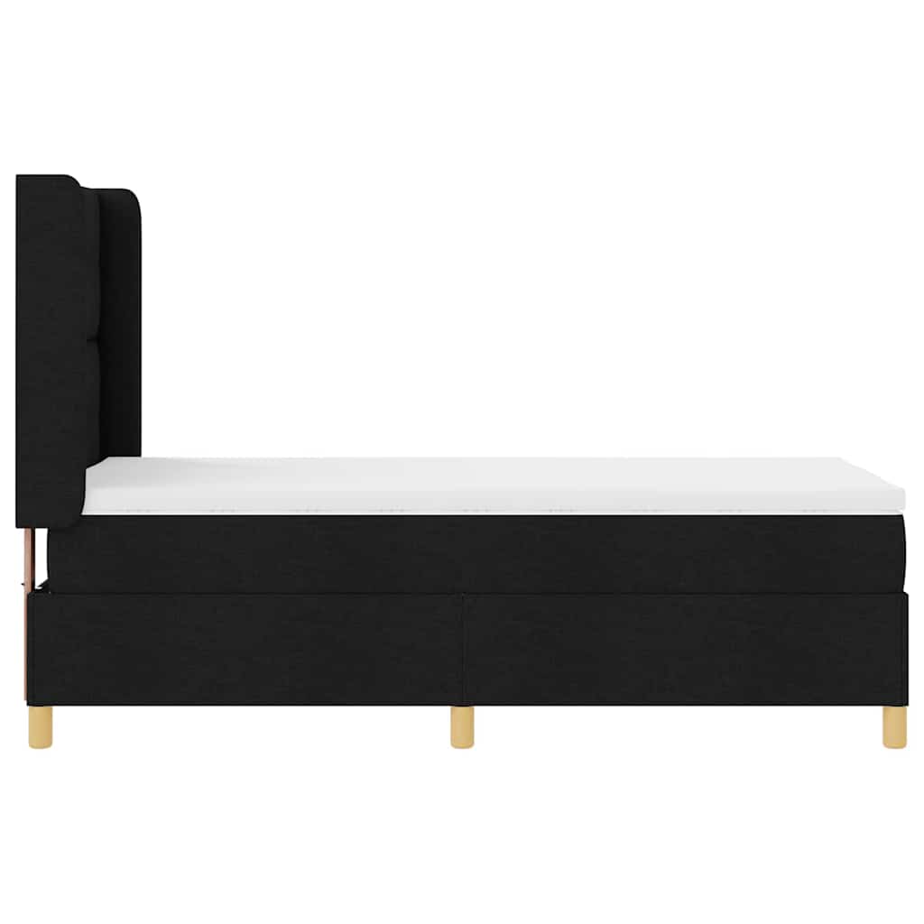 Lit à ressorts avec matelas Noir 140 x 200 cm tissu - XIOS