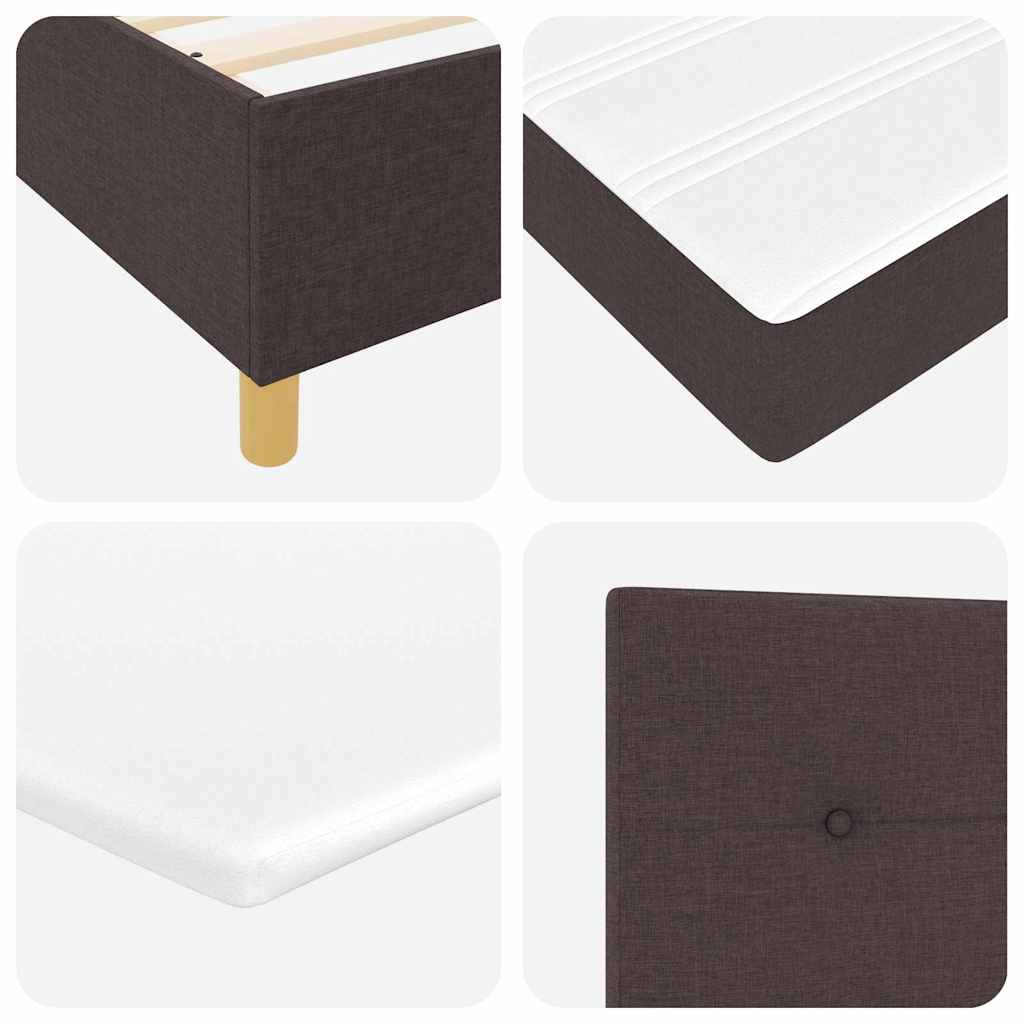 Lit à ressorts avec bandes LED Marron 90 x 200 cm tissu