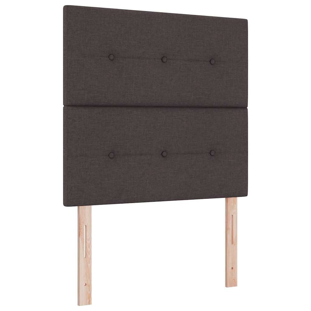 Lit à ressorts avec bandes LED Marron 90 x 200 cm tissu