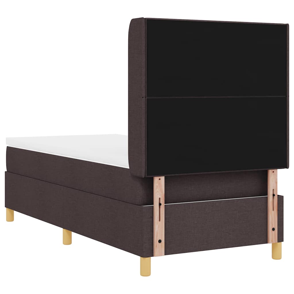 Lit à ressorts avec bandes LED Marron 90 x 200 cm tissu