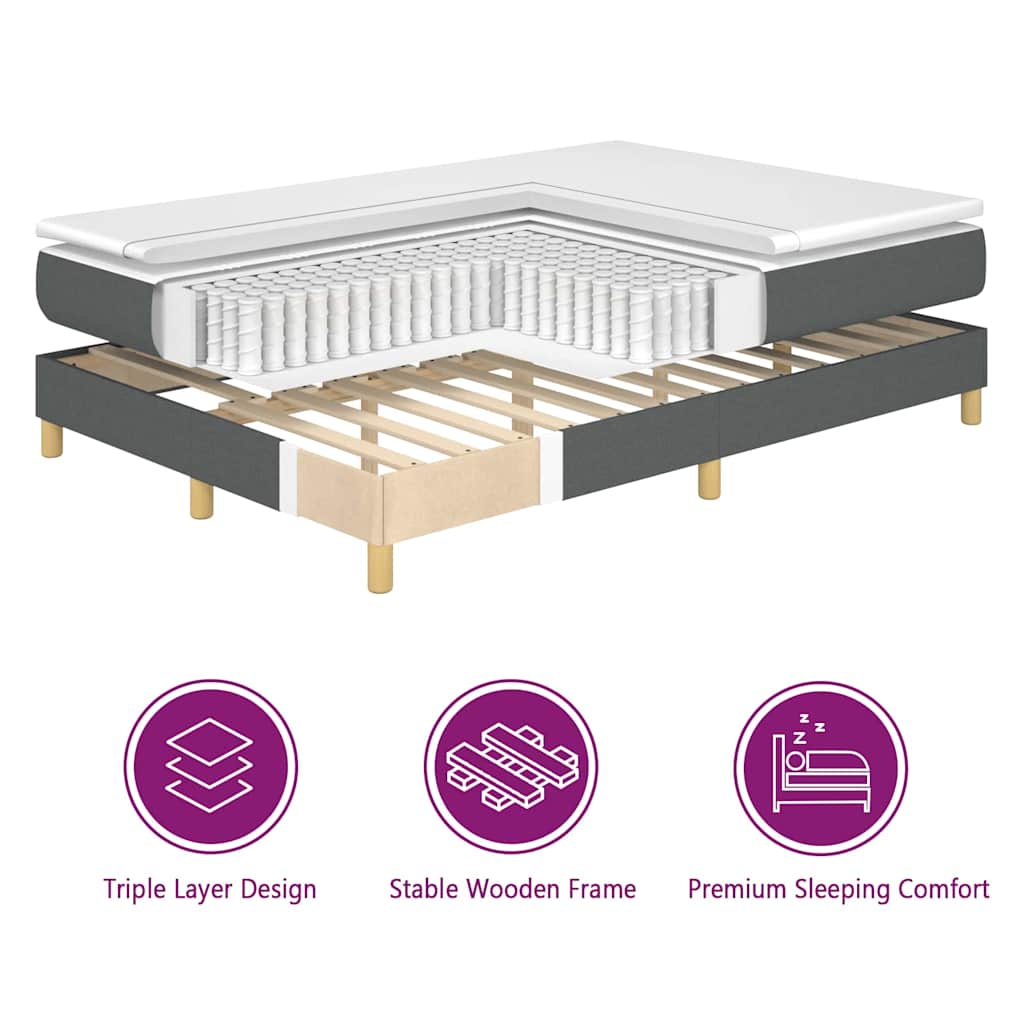Lit à ressorts avec matelas Gris 140 x 190 cm tissu - XIOS