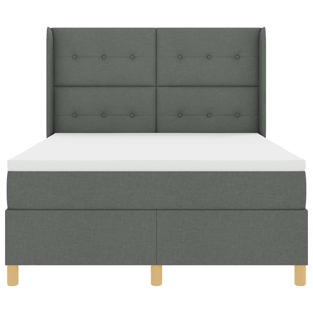 Lit à ressorts avec matelas Gris 140 x 190 cm tissu - XIOS
