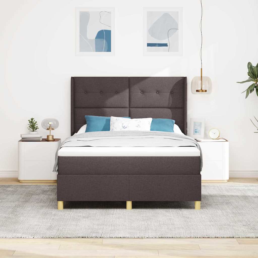 Lit à ressorts avec matelas Marron 140 x 200 cm tissu - XIOS