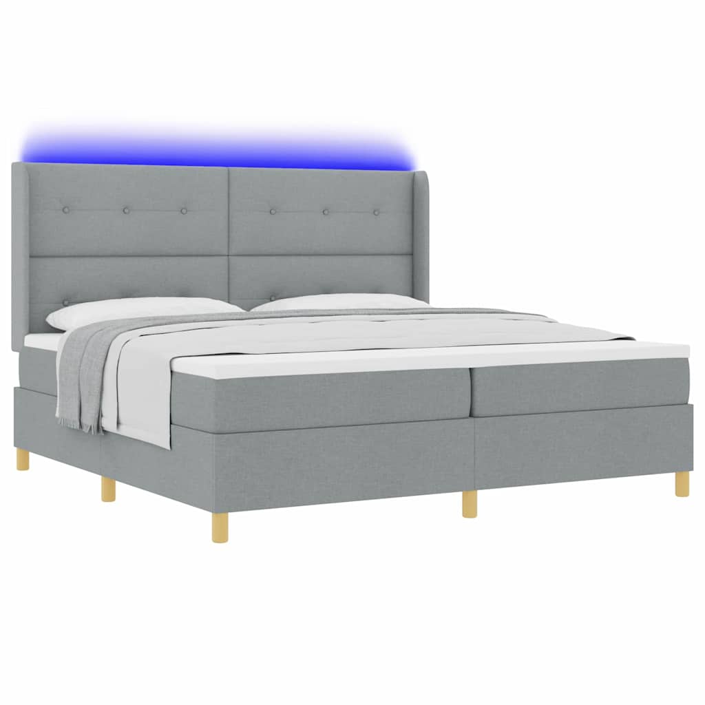 Lit à ressorts avec matelas Gris clair 200 x 200 cm tissu - XIOS