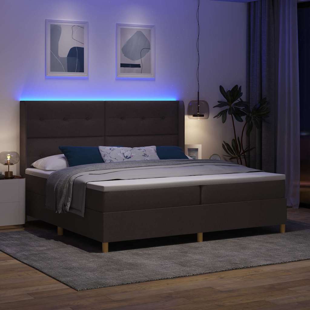 Lit à ressorts avec matelas Marron 200 x 200 cm tissu - XIOS
