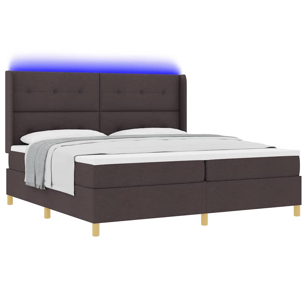 Lit à ressorts avec matelas Marron 200 x 200 cm tissu - XIOS