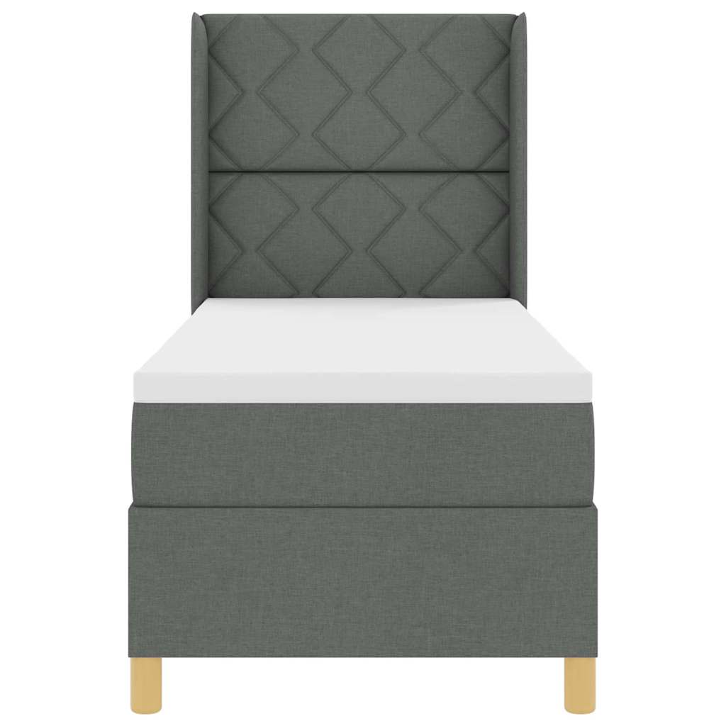 Lit à ressorts avec bandes LED Gris 80 x 200 cm tissu