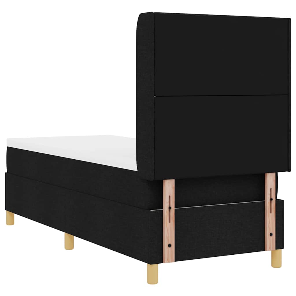 Lit à ressorts avec bandes LED Noir 80 x 200 cm tissu
