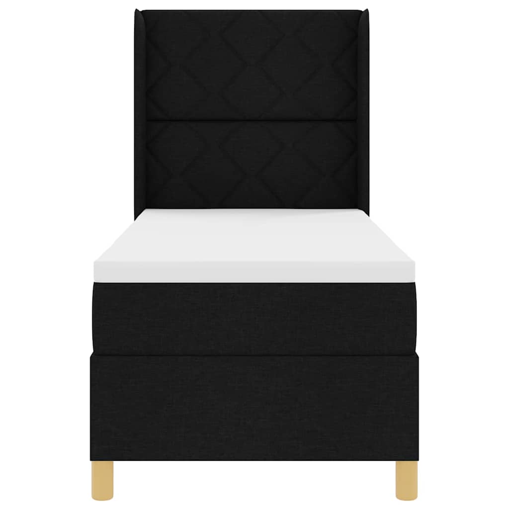 Lit à ressorts avec bandes LED Noir 80 x 200 cm tissu