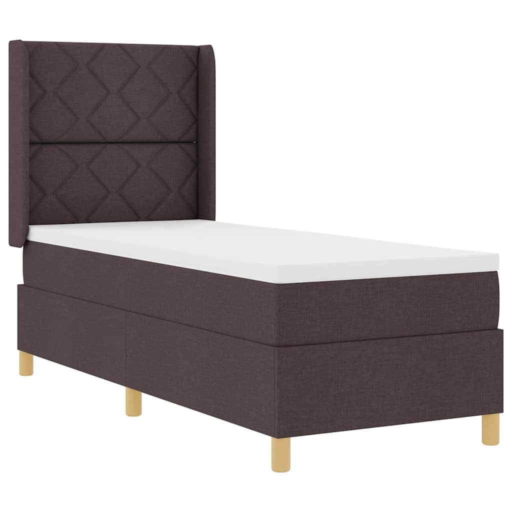 Lit à ressorts avec bandes LED Marron 80 x 200 cm tissu