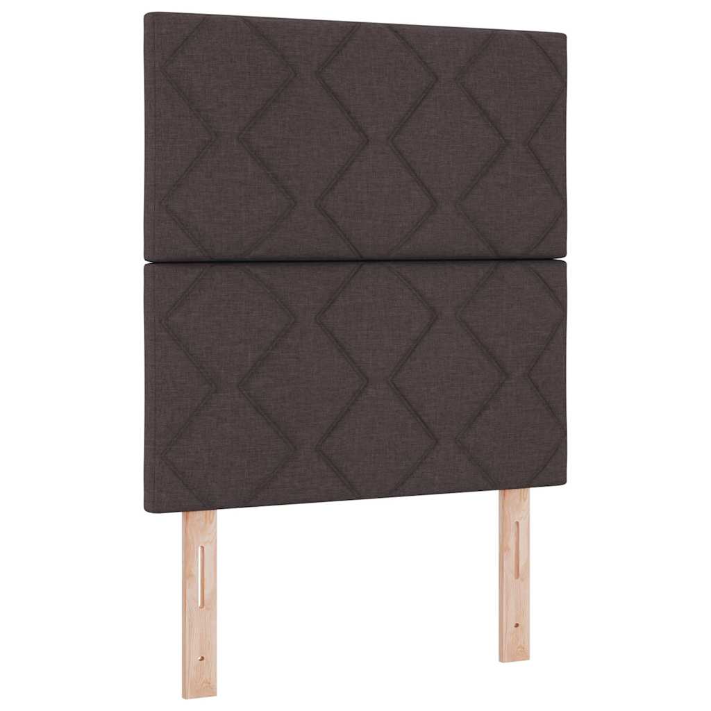 Lit à ressorts avec bandes LED Marron 80 x 200 cm tissu