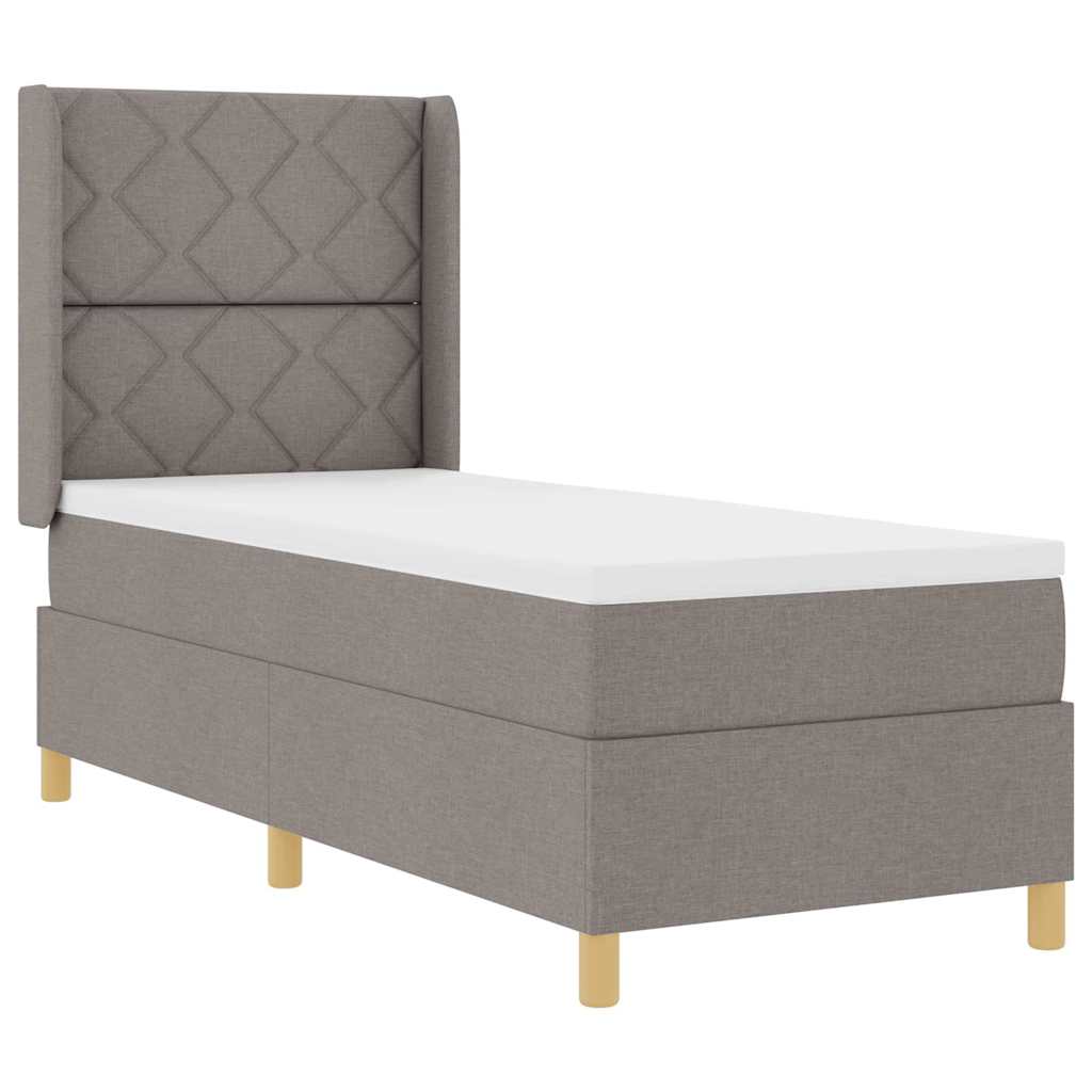 Lit à ressorts avec bandes LED Taupe 80 x 200 cm tissu